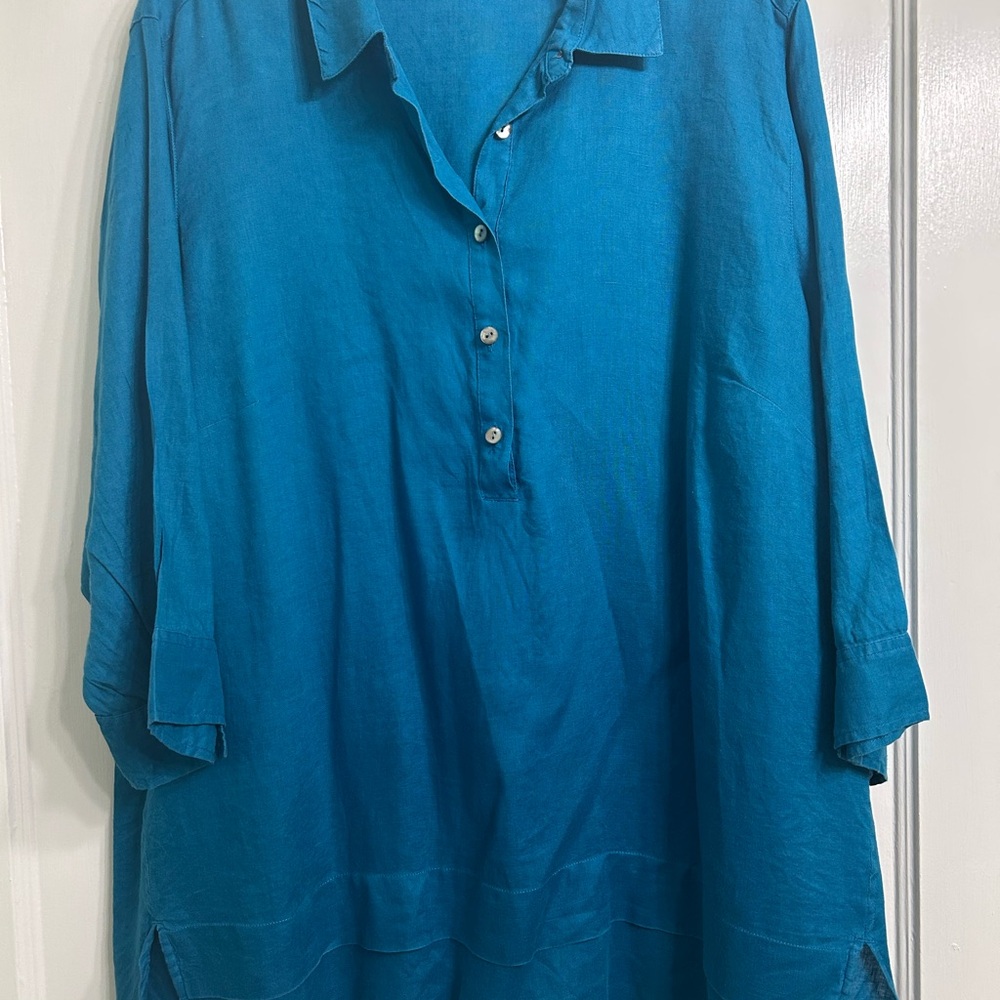 J. Jill 2X Peacock linen top